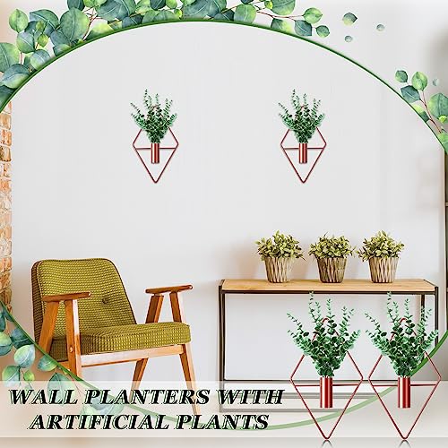 Jexine BW-JEXINE-151034 2 Pcs Hanging Planters With Artificial Plants Metal Hanging Vase Indoor Plants Holder Modern Geometric Boho Wall Decor For Living Room Home Office thumb #3