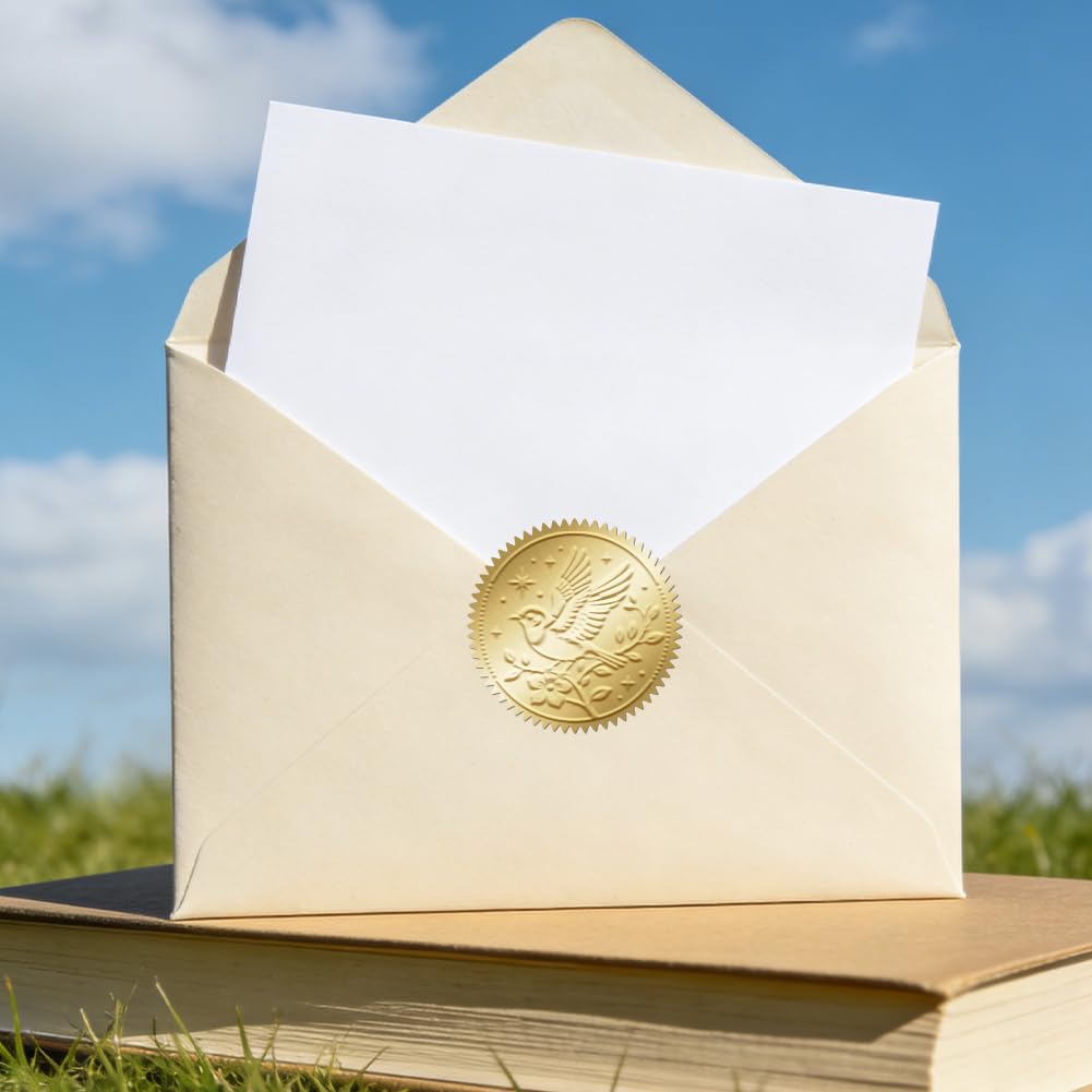 ANATTASOUL Timbro per libri personalizzato con motivo di rami di fiori e uccelli, durevole timbro per biblioteca con manico per carta, libri, buste, inviti, certificati, regali