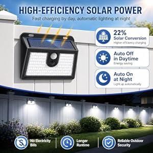 [6 Packs] Solar Motion Sensor Outdoor Lights, Super Bright Solar Lights Outdoor Waterproof, 3 Lighting Modes Security Wall Light for Outside Walking Dog Fence Backyard Deck Garden Door Step Garage — photo 3 of 6