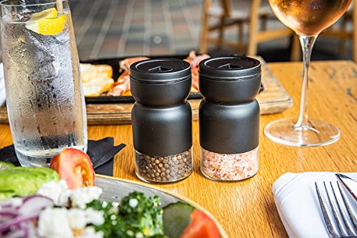 Home Ec Glass Salt And Pepper Shakers Set With Adjustable Pour Holes - Stainless Steel Salt Shaker And Pepper Shaker - Farmhouse Salt And Pepper Shaker Set For Himalayan, Kosher Sea Salts & Spices #TOP6