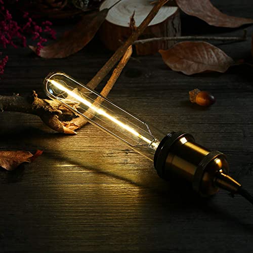 Dimmable T10 Led Bulbs 3000K Warm White Led Tubular Edison Light Bulbs 4W Tube Vintage Led Bulbs 40 Watt Equivalent,E26 Medium Base 400Lm,Clear Glass Cover, 7.3In(185Mm), 4-Pack #TOP2