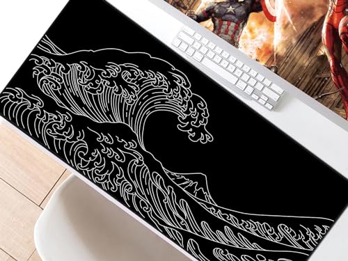 Image of JIALONG Gaming Mouse Pad, Large Mousepad with Non-Slip Rubber Base, Smooth Cloth Surface Desk Keyboard Mat for Computer, PC, Laptop, Desktop 35.4 x 15.7 Inches, Black