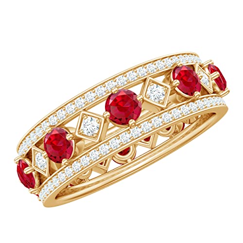Certified Lab Grown Ruby Eternity Ring, AAAA Quality, Ruby Moissanite Wedding Band for Women - Ideal For Gift