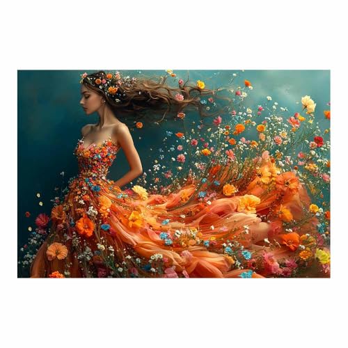 Femme en robe fleurie sur toile vintage pour exprimer votre sensibilité artistique