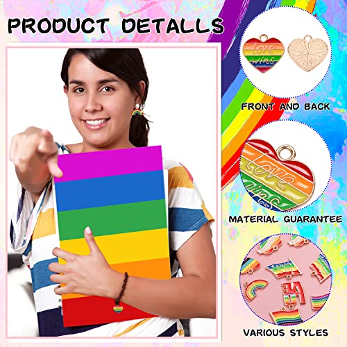 Benospace 42 Pcs Rainbow Charm Pride Charm Metal Flag Hot Air Balloon Gesture Pendant Accessories For Jewelry Finding Making Colorful Love Bead Supplies For Diy Earrings Necklace Bracelets Craft #TOP2