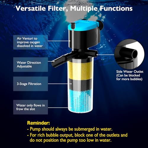 Image of AquaMiracle 3-Stage Fish Tank Filter with Dual Outlets & Aeration