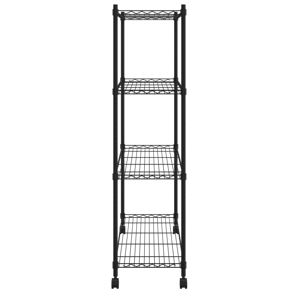 Générique Étagère de Rangement 4 Niveaux et Roues 90x35x137cm Noir 200 kg,Entreprise & Industrie,Stockage Industriel,Étagères industrielles,324628