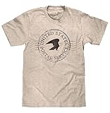 Tee Luv Men's USPS Eagle Postmark Shirt - Premium United States Postal Service Mail Shirt, Oatmeal Heather, XL