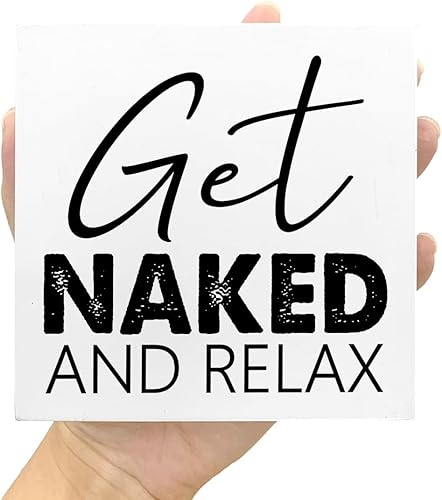 Miniatura 7 de Divertidos letreros de bloque de madera para baño, desnuda y relajarse, letrero de caja de madera para baño, estante de baño, baño, decoración de