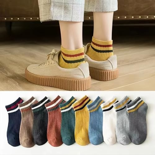 Women's 5/10 Pairs Thin Cotton Low Cut Ankle Socks - Athletic Sports Socks for Women, Breathable Non Slip Elastic3