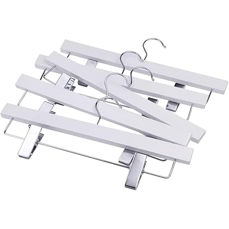 Amazon Co Jp ハンガー 白雪 Dewel 樟ハンガー クリップ付き スラックス パンツ スカート ズボン用 白雪 冷静 冬 天然 跡ない 防虫 カビ防止 臭気止め 収納 家庭用 接待室 来客室 ホテル タンス 金属 白い 5本組セット ホーム キッチン