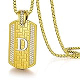 ETEVON Initial Necklaces for Men, 18K Gold Plated Initial Pendant Chain Necklace for Men Boy Husband