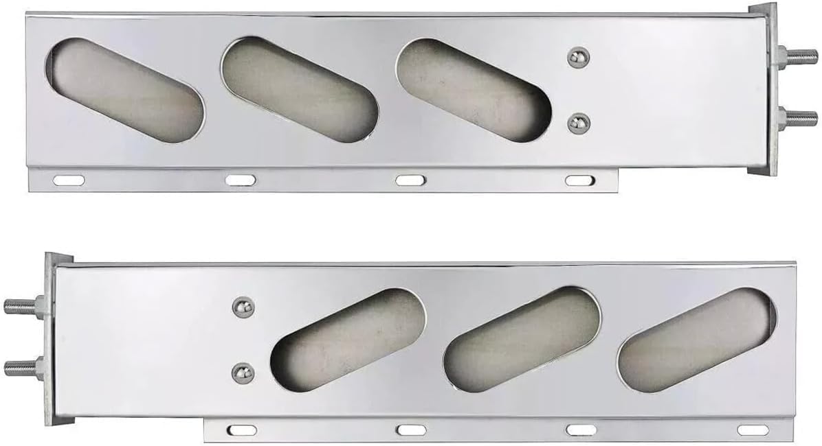 2PCS Stainless Steel Mud Flap Hanger Heavy Duty - 2 1/2" Bolt Spacing, with 4" Light Cutouts, Spring Loaded Mud Flap Rear Bar for Semi Trucks, Lights NOT Included, Pack of 1 Pair