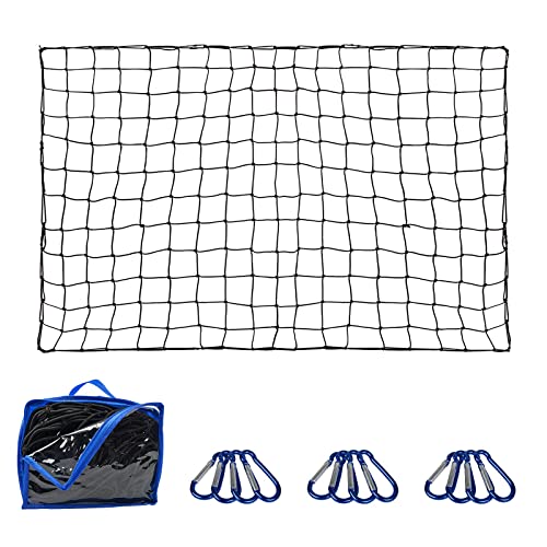 OYEL Super Duty Truck Cargo Net: 4'x6' Premium Bungee Cord Net Stretches to 8'x12' | 4”x4” Grid Mesh Cargo Nets for Truck Bed | Pickup Bed | Trailer | SUV | Trunk | with 12 Bonus D Clip Carabiners