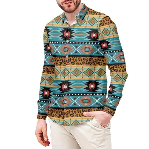 Men's Hawaiian Dress Shirt Casual Long Sleeve Button Down Shirt Tropical Beach Tops for Wedding, Party, Work2