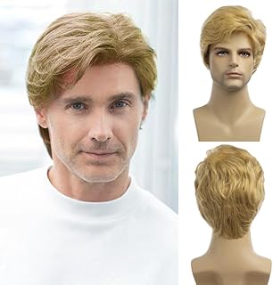 Baruisi Men Wigs Short Blonde Wig Synthetic Heat Resistant Natural Halloween Cosplay Hair Wig