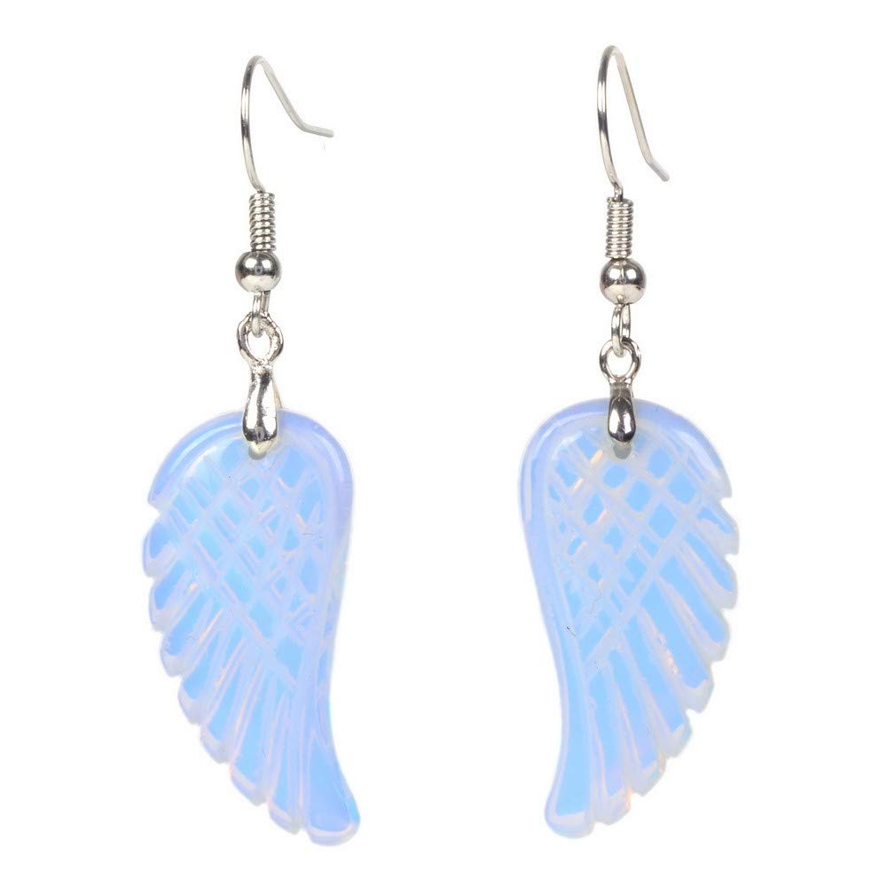 Gemstone Crystal Healing Reiki Chakra Handmade Angel Wing Dangle Earrings