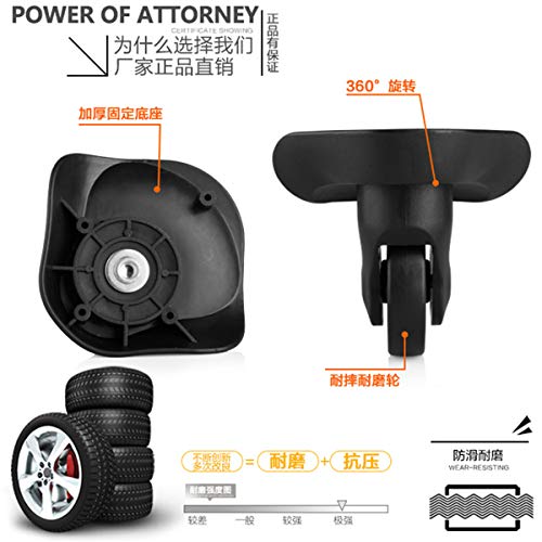 Trunk Wheels, 360 Degree Swivel Luggage Mute Wheel Suitcase Replacement Repair Wheels Parts Spinner(L-Size)3