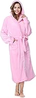 RONGTAI Plus Size Women's Plush Fleece Hooded Bathrobe - Thick Pink Fluffy Robe with Pockets, 5-6XL Sleepwear