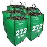 JUMBO Garden Waste Bags 272 Litre - PREMIUM GRADE - Industrial Fabric and Handles - Heavy Duty Garden/Green Waste Sacks (5 Bags)