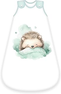 Herding babybest Baby-Schlafsack, Kleiner Igel, 70 cm, Seitlich umlaufender Reißverschluss und Druckknöpfe, Obermaterial 100% Baumwolle, Füllung: 100% Polyester, Weiß, Grün