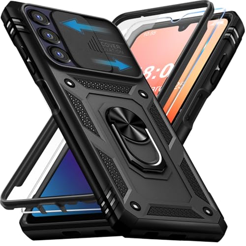 Giyer Custodia per Samsung Galaxy A15 con pellicola protettiva, custodia A15 5G Tache con protezione della fotocamera a 360° in metallo anello supporto antiurto Bumper cover Samsung A15 Case Cover Giyer Custodia per Samsung Galaxy A15 con pellicola protettiva, custodia A15 5G Tache con protezione della fotocamera a 360° in metallo anello supporto antiurto Bumper cover Samsung A15 Case Cover