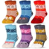 Eocom 6 Pairs Children's Winter Warm Wool Socks Kids Toddlers Boys Girls Thermal Thick Boot Cozy Cre