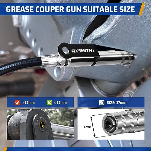 FIXSMITH Grease Gun Coupler, Quick Release Grease Gun Nozzle Tips, 10000 PSI High Pressure