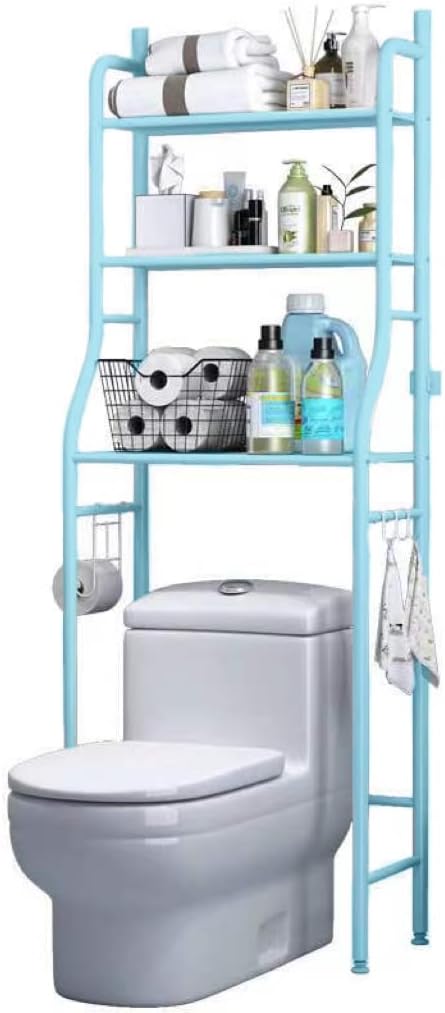 3-Shelf Bathroom Organizer Over The Toilet, Bathroom Spacesaver (Blue)