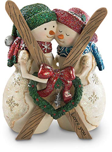 Le Birchhearts Love You 11,4 cm Double Bonhomme de Neige Figurine, Beige