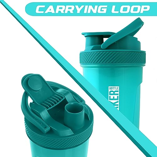 KICHLY Shaker Bottle (700 ml) Plastic Protein Shaker Bottle with Mixing Ball - Non-Leak Cap with Twist & Lock Protein Box Storage – Fitness & Workout Partner (Teal, Pack of 1) - Image 5