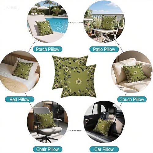 Housse coussin 60x60cm imperméable en velours vert lot de 2