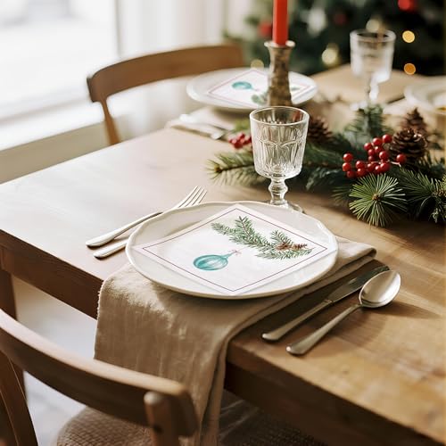 WRAPAHOLIC 50Pcs Christmas Paper Napkins - 3 Ply Christmas Light Disposable Cocktail Napkin for Christmas Party Supplies Tableware, Xmas Holiday - 5 x 5 In – Image 5