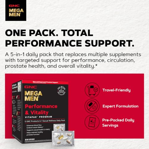 GNC Mega Men Performance & Vitality Vitapak Program V2, 30 Ct, 30 Servings