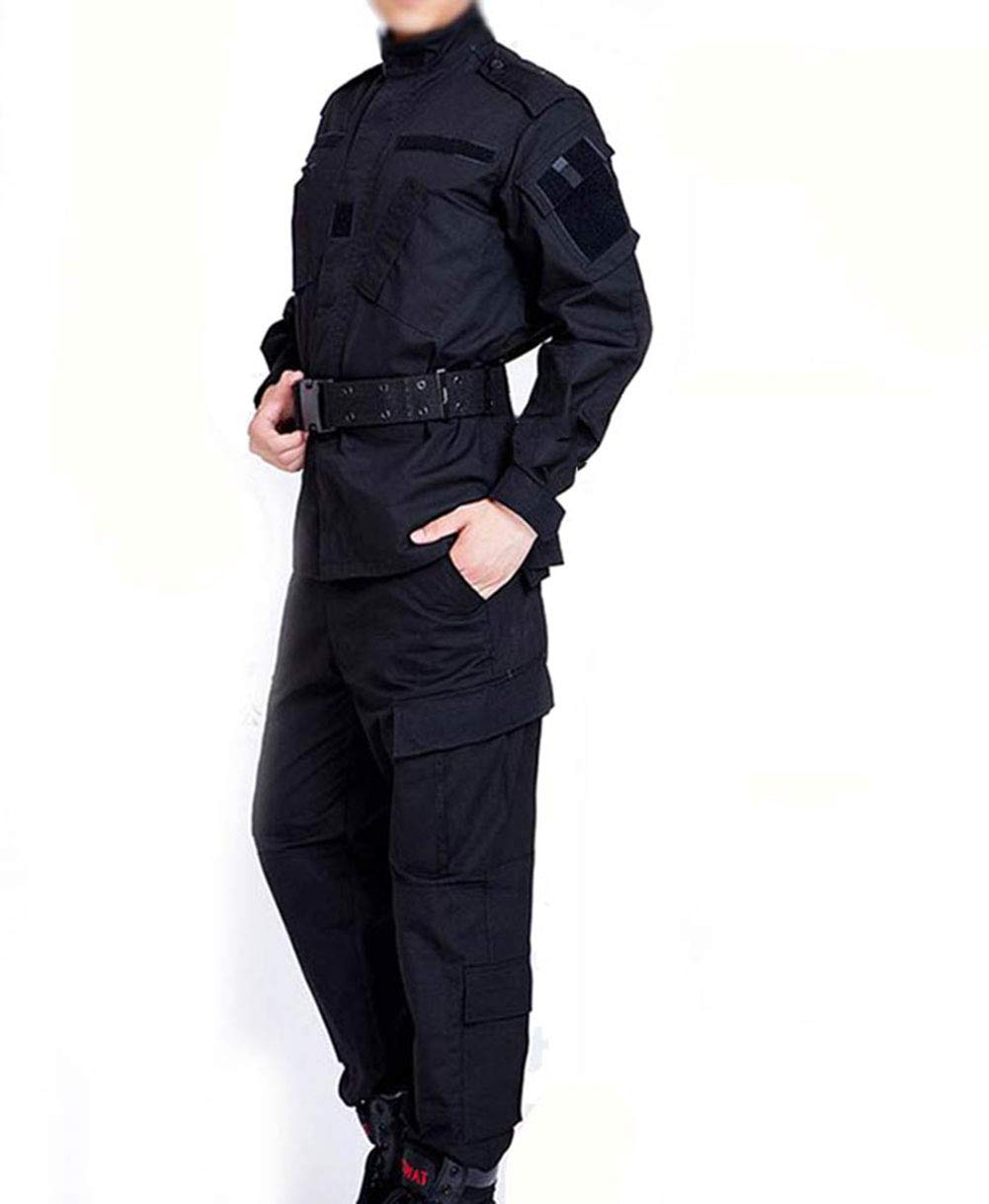 ATAIRSOFT Hommes Tactical BDU Combat Uniforme Veste Chemise et Pantalon Costume pour Armée Militaire Airsoft Paintball Chasse Tir Jeu de Guerre Black (M)