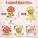 Misdary 50 Pcs Funeral Favors for Guest Memorial Rose Pin Celebration of Life Enamel Lapel Pin Forever in Our Hearts Religious Christian Mourning Remembrance Day(Red)