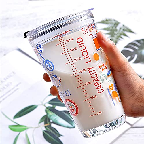 Vasos de Cristal, Tazas de Beber con Tapa, Vaso Leche con Tapa Niños, Transparente con Taza de Leche Resistente al Calor… - Imagen 6