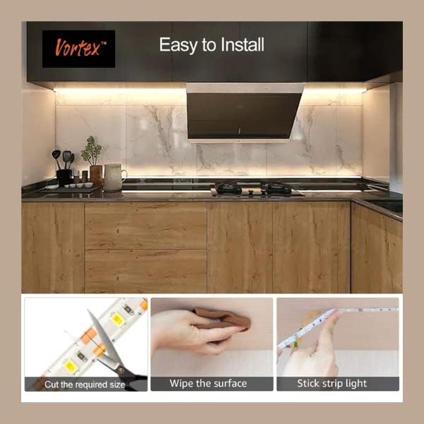 Miniatura 7 de Vortex HJ-J0081W - Tira de luces LED USB con sensor de movimiento, luz blanca cálida regulable de 3.3 ft para armario, luz LED activada por