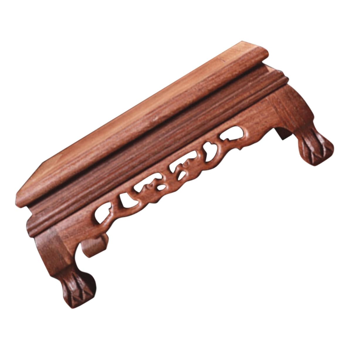 Toyvian Soporte Rectangular de Madera de Pollo de Ala Tallada, Base para Jarrones y Piedras Decorativas, Pedestal de Madera Natural 19,5x12,5x8 Cm para Exhibición en Hogar y Salón