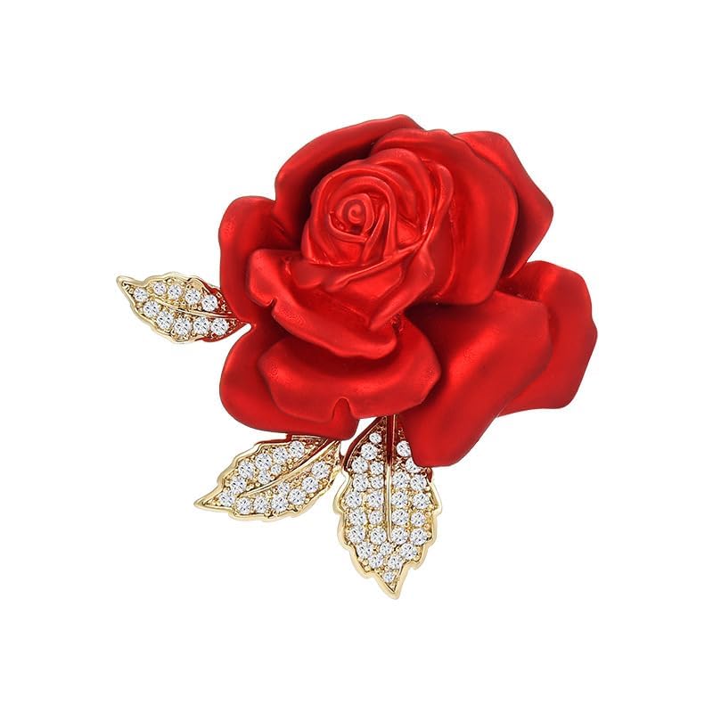 Image of Red Rose Flower Brooches and Pins for Women Costume Jewelry Brooch Pins Broches Jewelry for Women Elegant Lady Pin