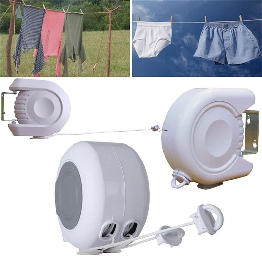 Retractable Clothes Drying Rack Rope Clothesline Heavy Duty Portable Clothes Dryer With 2 Adjustable PVC Rope String image 3