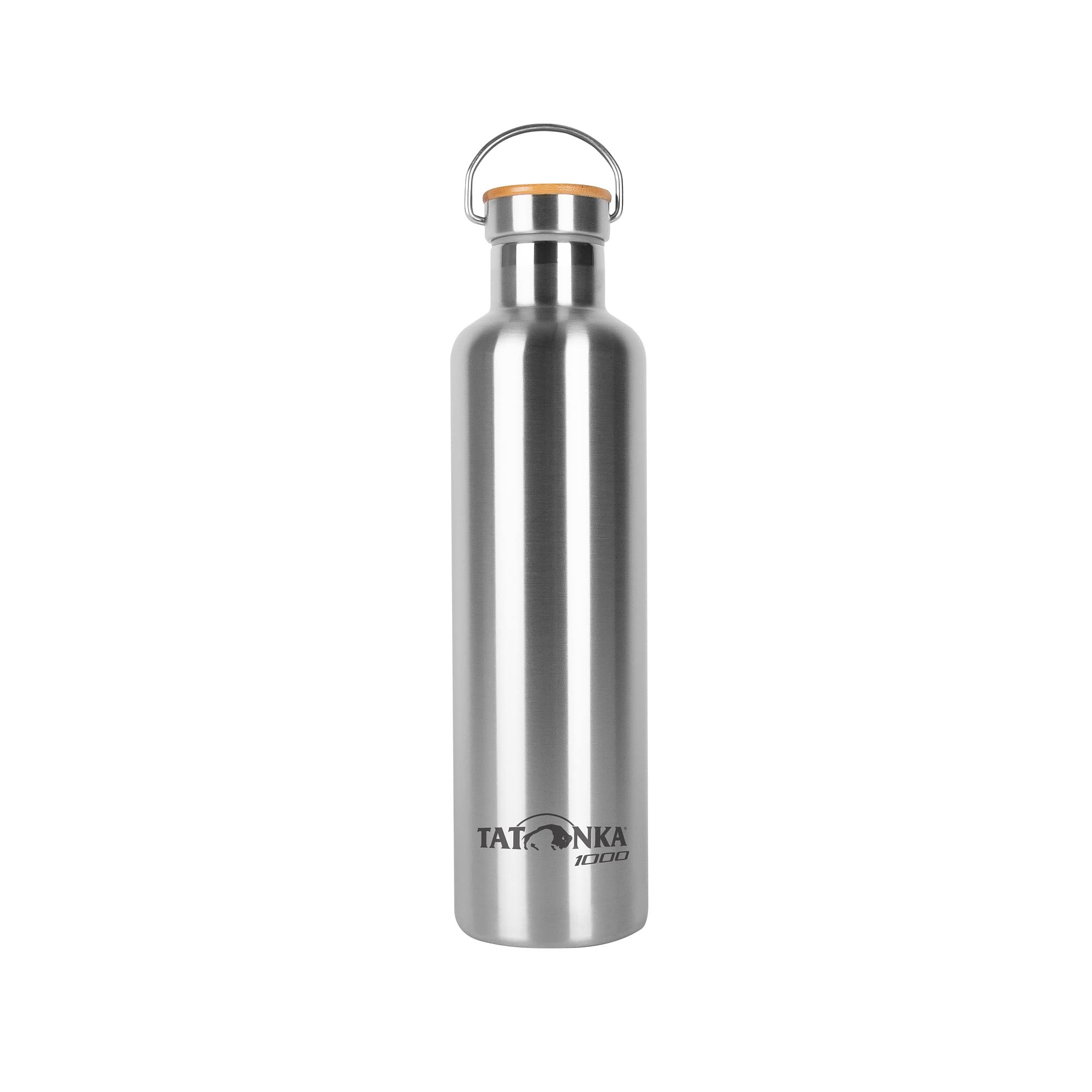 Tatonka Borraccia in acciaio inox Hot + Cold Stuff Bamboo Lid, 1000 ml, indistruttibile, con coperchio in bambù, lavabile in lavastoviglie e senza BPA, 1 l, 4197