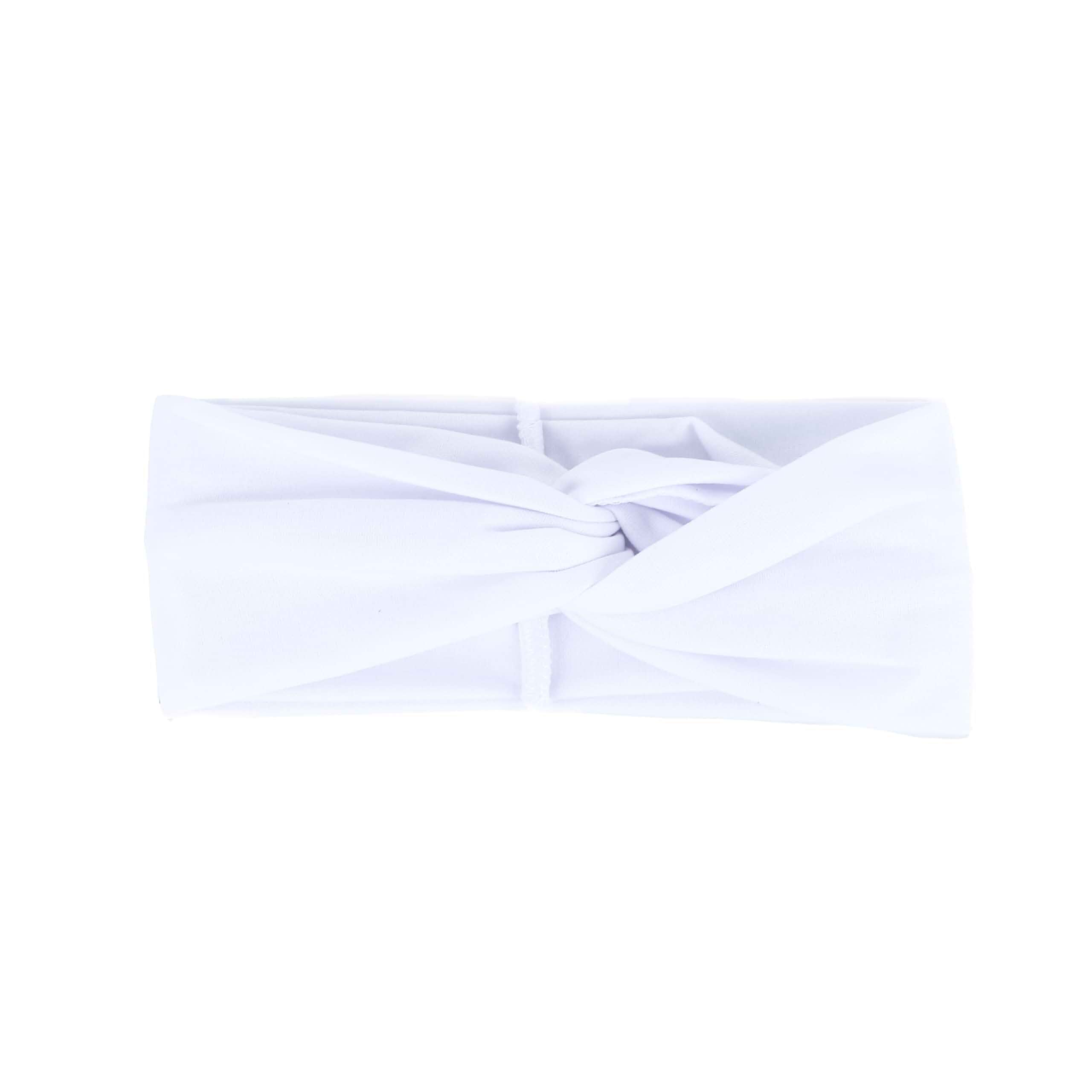 Motique Accessories Wide Twist Headband for Women, White Stretch Turban Headwrap for Yoga, Workout & Everyday Wear