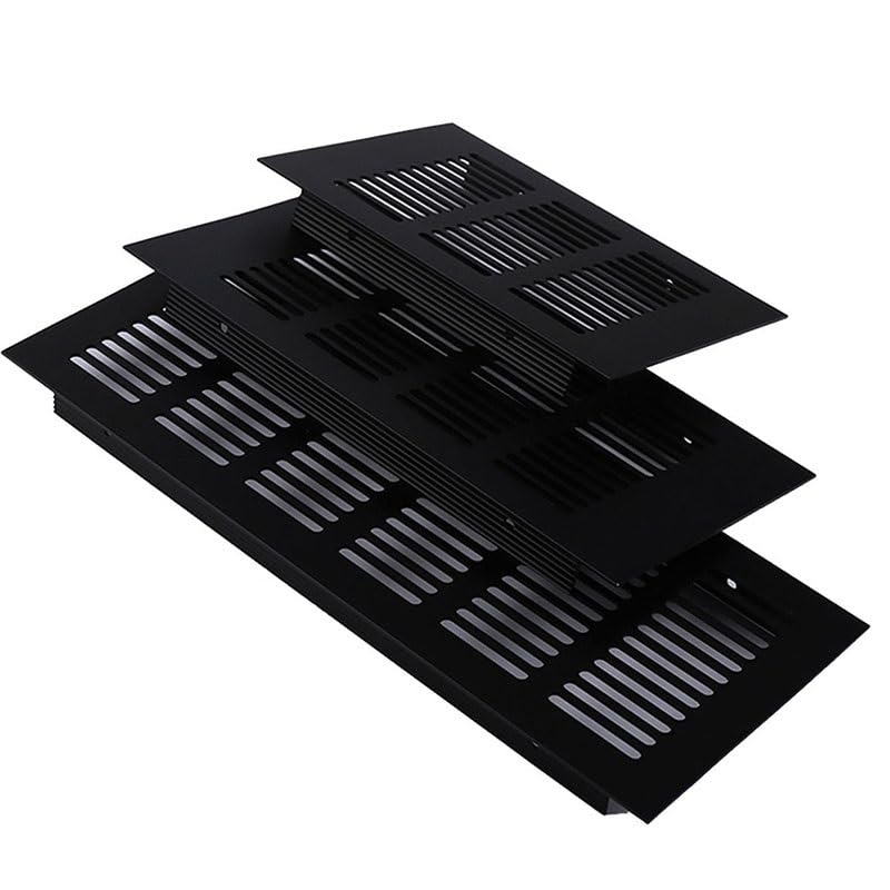 Kratki wentylacyjne, 1 szt. kwadratowa kratka wentylacyjna ze stopu aluminium, do szafek ściennych i sufitowych, z czterema śrubami (80 x 1000 mm)