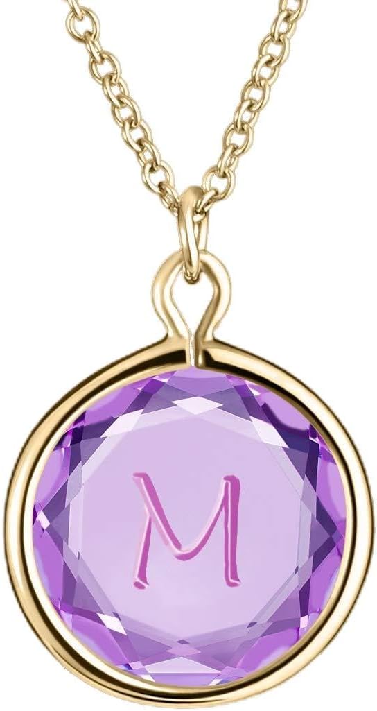 LovePendant/Necklaces Engraved and Enameled Swarovski Crystal Initial M Pendant/Necklace in Sterling Silver