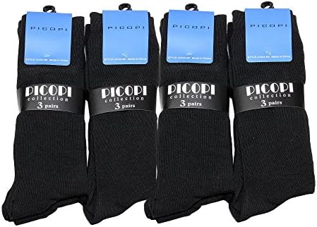 12 Pairs Men Ribbed Dress Socks Plain Color - J2404-BK