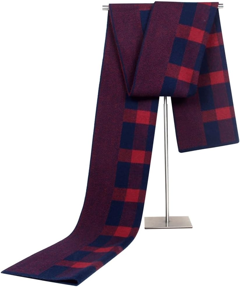 Autumn and Winter Knitted Mixed Men's Scarf Imitation Cashmere Pattern Checkered Neck
