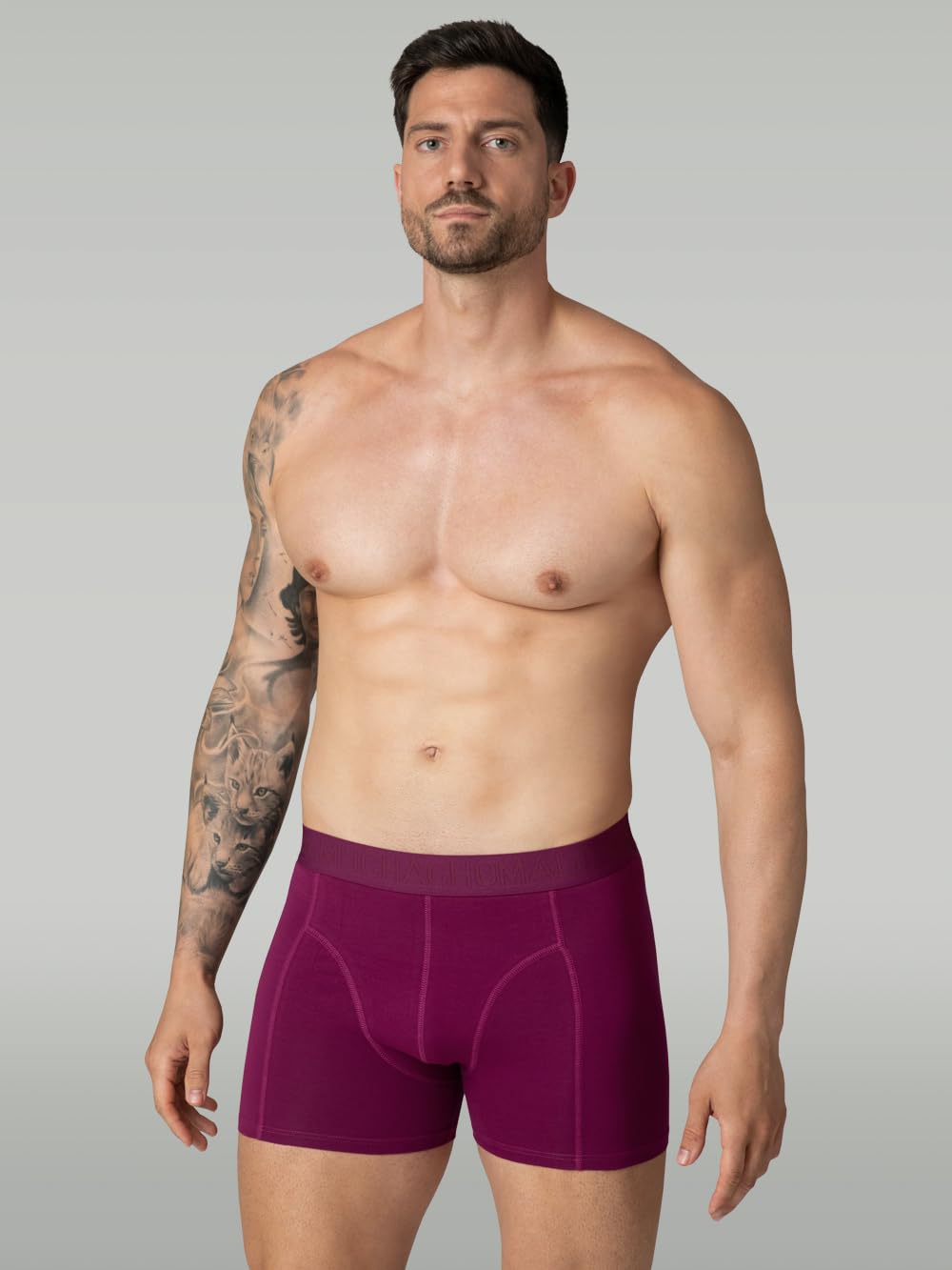 Muchachomalo Uomo Boxer 7-Pack, Tinta Unita, Cotone, Fascia Elastica