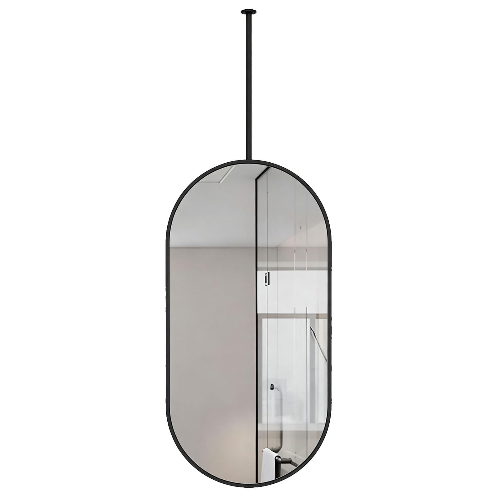 Miroir avec Cadre en Acier Inoxydable brossé monté au Plafond,Miroir décoratif incassable,miroirs Suspendus Simples et élégants pour décoration Murale(40cmx70cm)