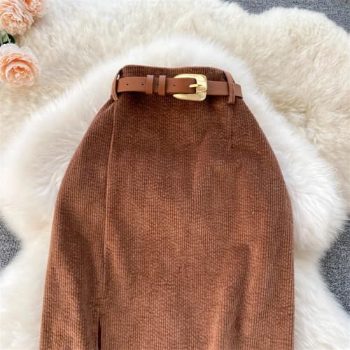 Women High Waist Slim Package Hip A-Line Skirt Solid Color Split Mid-Calf Office Length Skirts3